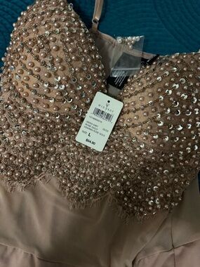 Windsor Rose Gold Sequin & Pearl Embellished Bustier Top